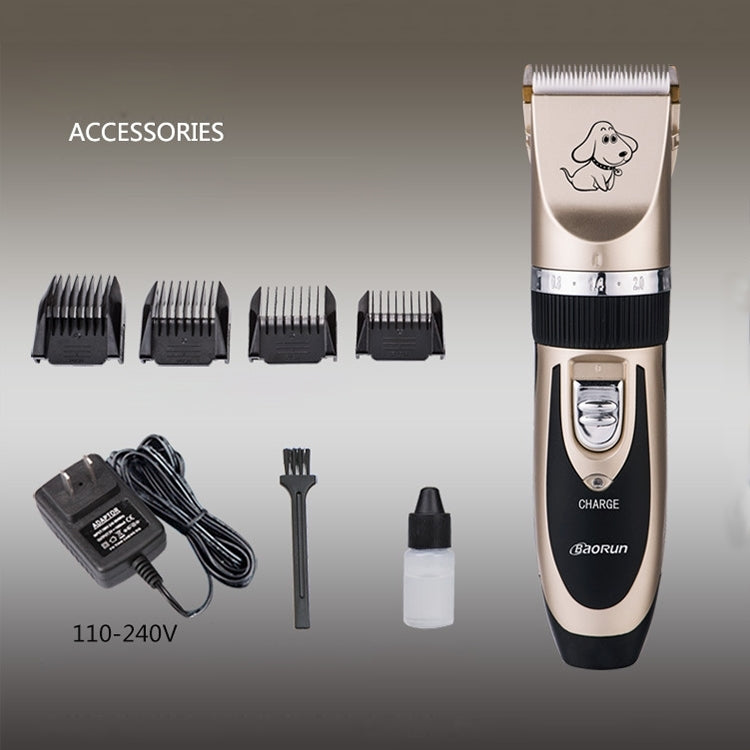 P2 110-240V Ceramics Titanium Professional Pet Electric Scissors Pets Hair Clippers with Four Combs, Ceramics Titanium Scissors