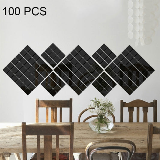 100 PCS Square Crystal Mosaic Mirror Acrylic Stereo Wall Stickers Creative Background Home Living Room Wall Sticker,Size:3*3cm, Size:3*3 Color:Black, Size:3*3 Color:Gold, Size:3*3 Color:Silver