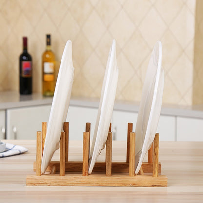 Solid Wood Dish Drip Rack Plate Holder, Size: 25.5x12x10cm, 5 Grid