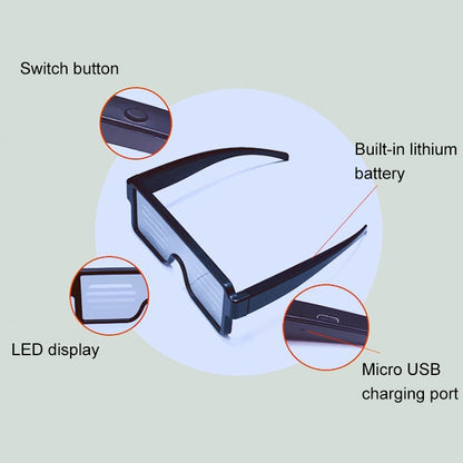 Night Club Bar Disco LED Light Emitting Glasses Festival Party USB Charging Shutter Dynamic Flash Glasses