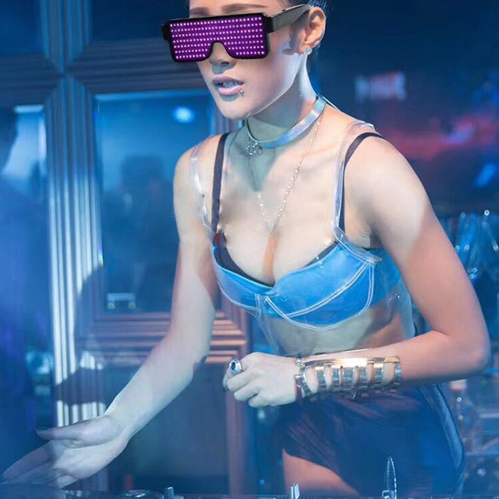 Night Club Bar Disco LED Light Emitting Glasses Festival Party USB Charging Shutter Dynamic Flash Glasses