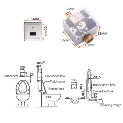 Recessed Wall in Type Flush Valve for Auto-induction Toilet, with Automatic and Manual Function DC, Automatic & Manual DC
