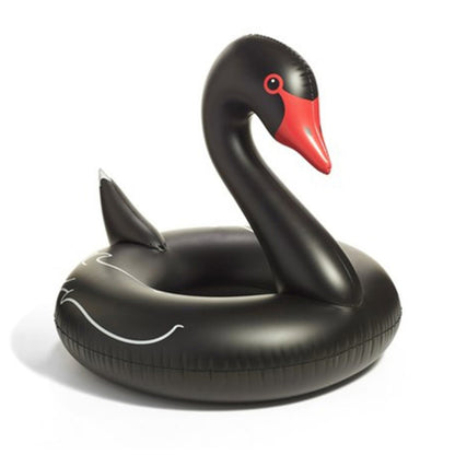 Swan Shaped Inflatable Floating Swimming Safety Pool Ring, Inflated Size: 110cm, 110cm Swan Black, 110cm Swan White