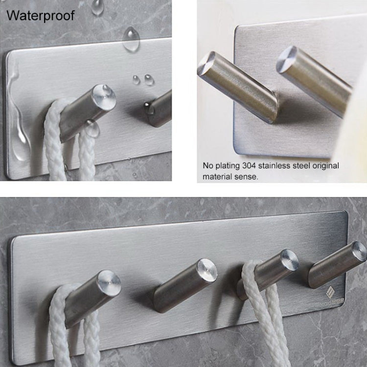 Stainless Steel Four Oblique Row Hook Bathroom Non-perforated Storage Clothes Rack, Four Oblique Row Hook