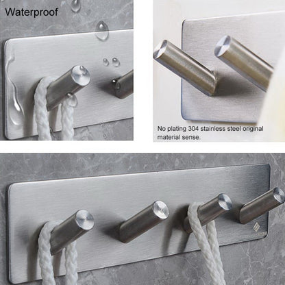 Stainless Steel Four Oblique Row Hook Bathroom Non-perforated Storage Clothes Rack, Four Oblique Row Hook