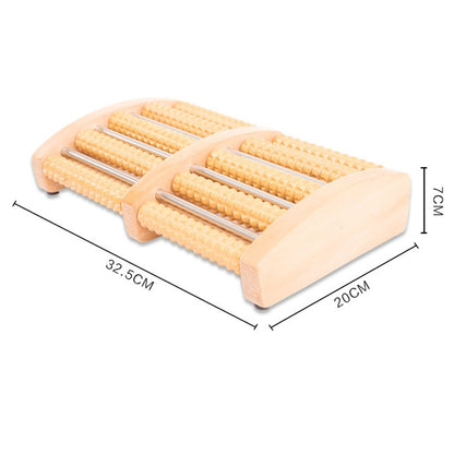 Thickened Large Non-slip Five-row Solid Wood Roller Foot Massager