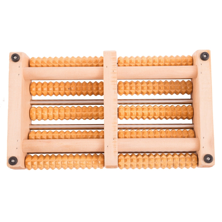 Thickened Large Non-slip Five-row Solid Wood Roller Foot Massager