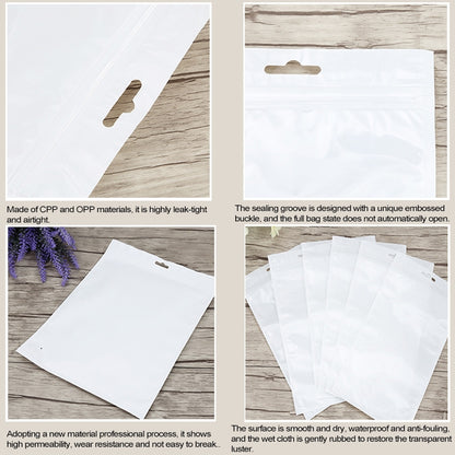 100 PCS 25cm x 35cm Hang Hole Clear Front White Pearl Jewelry Zip Lock Packaging Bag, Custom Printing and Size are welcome, 25*35cm