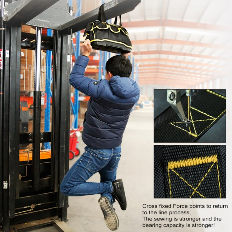 Multi-function Oxford Cloth Cloth Bottom Electrician Belt Pouch Maintenance Tools Handbag Shoulder Bag Convenient Tool Bag, Size : 16 inch, Size : 16 inch