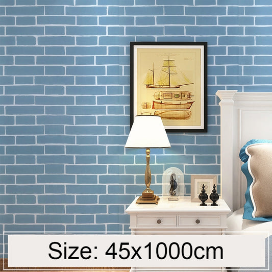 Papel de Parede Decorativo 3D Criativo com Estampado de Tijolos Mediterrânicos para Quarto e Sala de Estar - Impermeável - Rolo de Papel de Parede, Medida: 45 x 1000 cm.