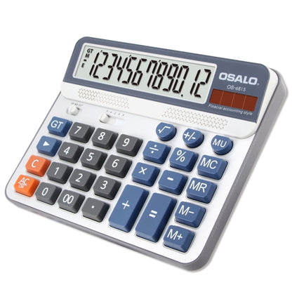 OSALO OS-6815 12 Digits Desktop Calculator Solar Energy Dual Power Calculator, OS-6815