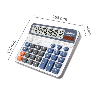 OSALO OS-6815 12 Digits Desktop Calculator Solar Energy Dual Power Calculator, OS-6815