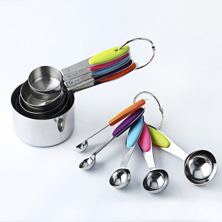 kn650 10 in 1 Colorful Stainless Steel Measuring Spoon Cake Mold Baking Tool Set, 10 in 1  Measuring Spoon(Colorful)
