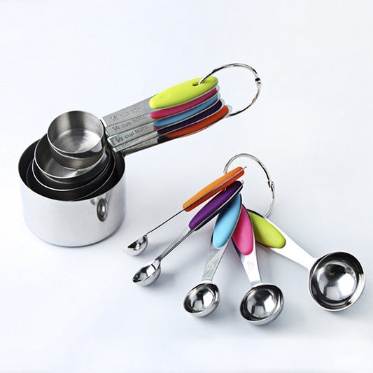 kn650 10 in 1 Colorful Stainless Steel Measuring Spoon Cake Mold Baking Tool Set, 10 in 1  Measuring Spoon(Colorful)