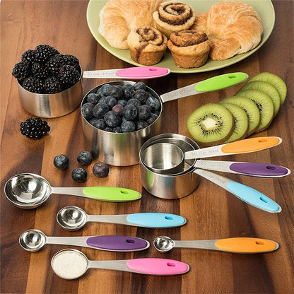 kn650 10 in 1 Colorful Stainless Steel Measuring Spoon Cake Mold Baking Tool Set, 10 in 1  Measuring Spoon(Colorful)