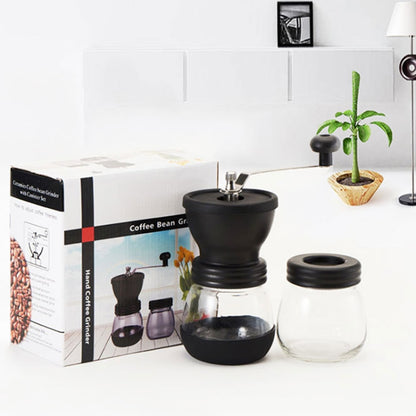 Portable Conical Burr Mill Manual Spice Herbs Hand Grinding Machine Coffee Bean Grinder with Seal Pot, With Seal Pot