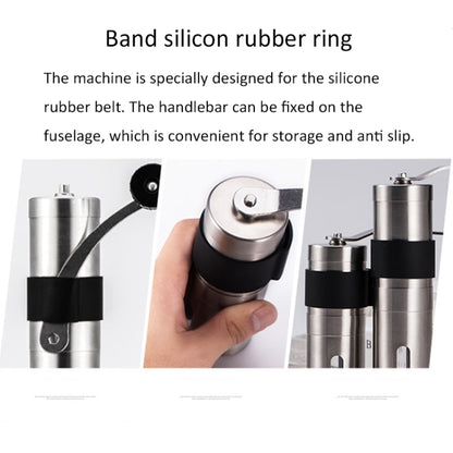 Portable Conical Burr Mill Manual Stainless Steel Hand Crank Coffee Bean Grinder with Silicone Ring, Capacity: 40g, Capacity: 40g