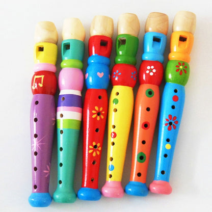 Kindergarten Children Early Education Teaching Aids Wooden Colorful Flute Musical Play Toys, Size: 20*2.5cm, CD-5289 Flute