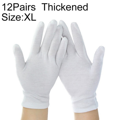 12 Pairs Pure Cotton Working Gloves, Thickened，Size：XL, Thickened，Size：XL