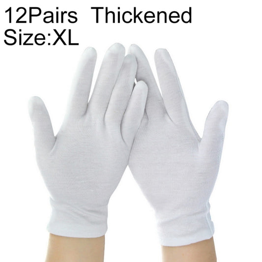 12 Pairs Pure Cotton Working Gloves, Thickened，Size：XL, Thickened，Size：XL