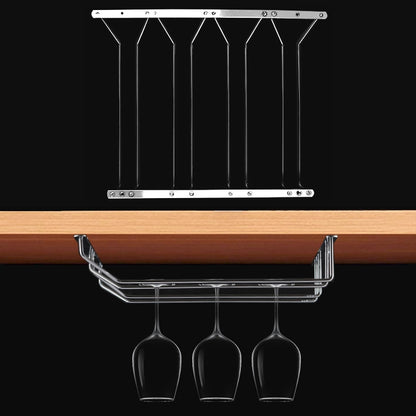 MICLAN Four Rows Stainless Steel Hanging Wine Glass Holder, Size: 34*38*43cm, Size: 34*38*43cm