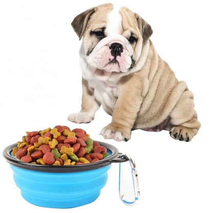 Portable Pet Folding Feeding Bowl Silicone Water Dish Feeder Puppy Travel Bowl, Random Color Delivery, Bowl Diameter: 13cm