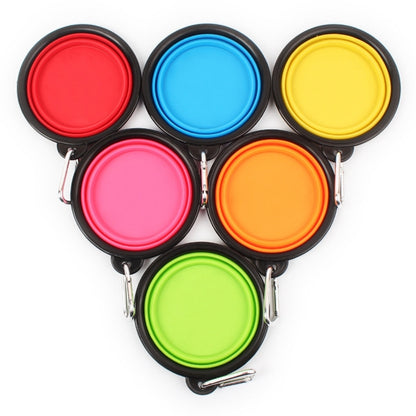Portable Pet Folding Feeding Bowl Silicone Water Dish Feeder Puppy Travel Bowl, Random Color Delivery, Bowl Diameter: 13cm