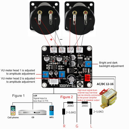 TR-35W VU Meter Power AMP Amplifier DB Table Audio Level Head Meter Sound Pressure Meter, TR-35W