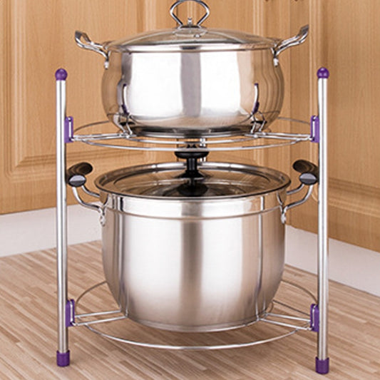 Multi-function Kitchen Pot Rack Double-layer Wok Soup Pot Stainless Steel Pot Rack, Double-layer