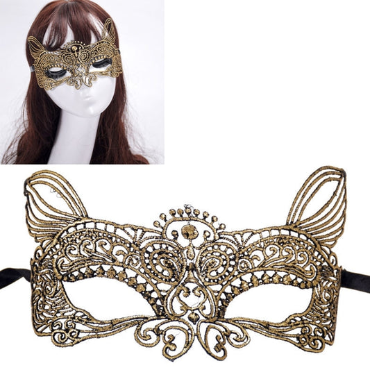 Máscara Sexy de Gato com Renda Bronzeada para Festa de Halloween Fantasia, Rei Gato Bronzeado