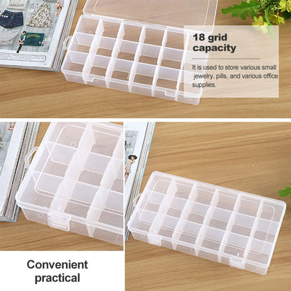 Plastic Organizer Container Storage Box 18 Slots Removable Grid Compartment for Jewelry Earring Fishing Hook Small Accessories, 18 Slots