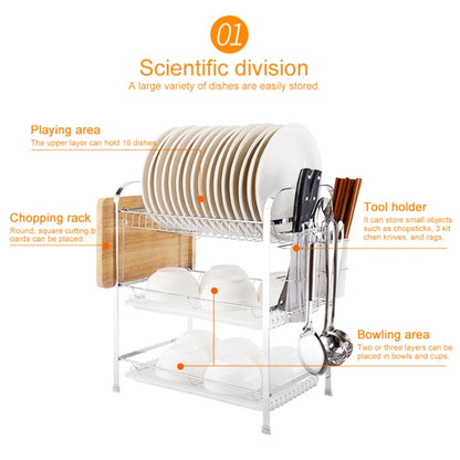 Estante de cocina multifunción de acero inoxidable de tres capas con forma de flor, soporte para cuencos y platos, con forma de flor de tres capas.