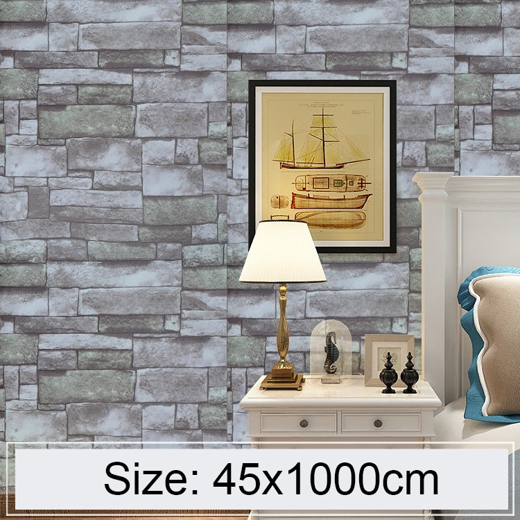 Qingshi Creative 3D Stone Brick Decoration Wallpaper Stickers Bedroom Living Room Wall Waterproof Wallpaper Roll, Size: 45 x 1000cm, Qingshi