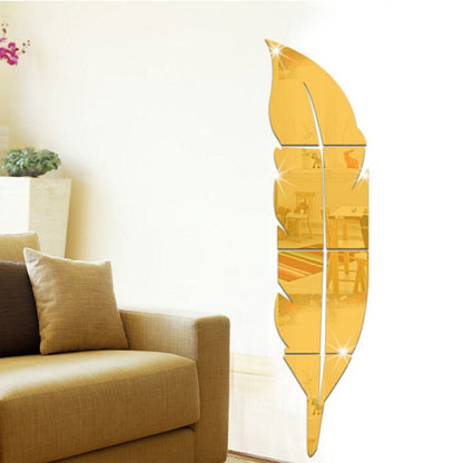 DIY Feather Style Acrylic Mirror Wall Stickers Home Room Mural Decoration Art Wall Sticker, Size: 30*120cm, 30*120cm (Silver), 30*120cm (Red), 30*120cm (Blue), 30*120cm (Gold), 30*120cm (Black)