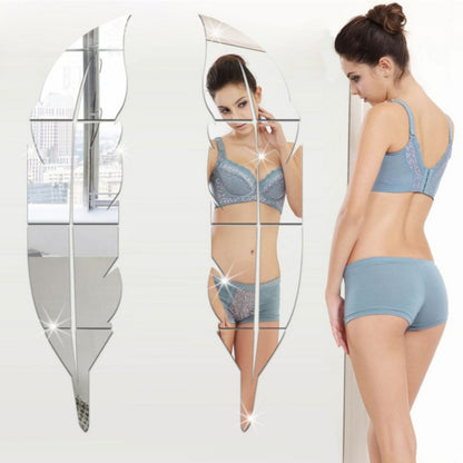 DIY Feather Style Acrylic Mirror Wall Stickers Home Room Mural Decoration Art Wall Sticker, Size: 30*120cm, 30*120cm (Silver), 30*120cm (Red), 30*120cm (Blue), 30*120cm (Gold), 30*120cm (Black)