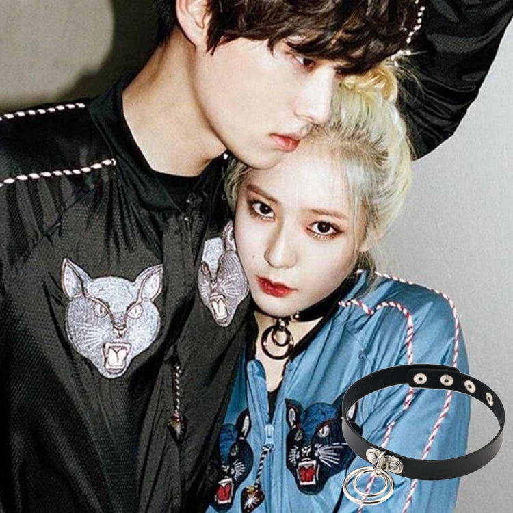 Collar de cuero con dos aros para discoteca, estilo rock punk, estilo europeo y americano, DHXQ02.