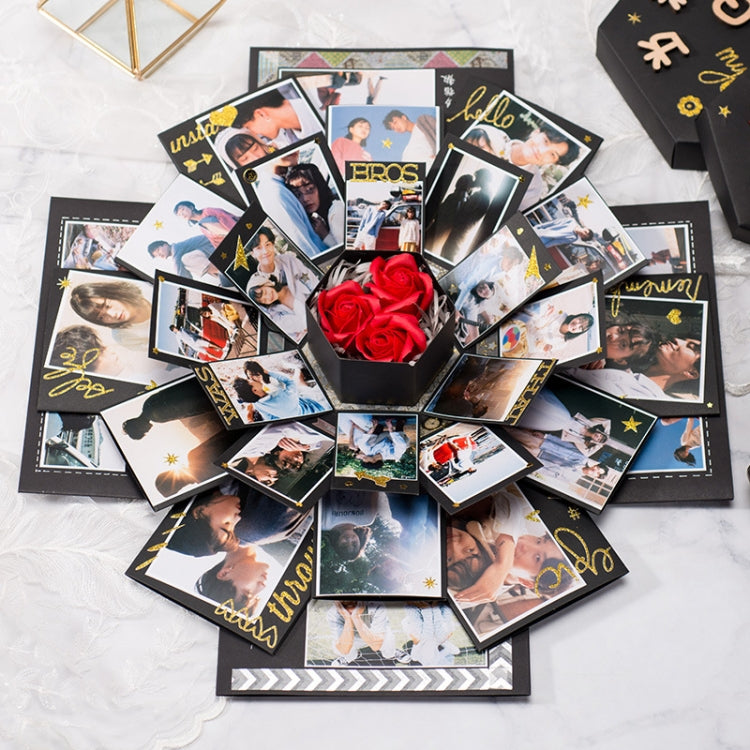 Álbum de fotos creativo con forma de estrella, hecho a mano, sorpresa, con forma de hexágono floreciente.