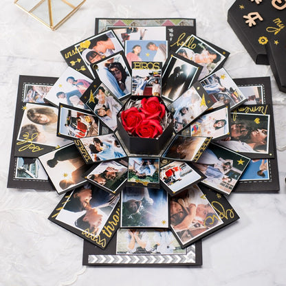 Álbum de fotos creativo con forma de estrella, hecho a mano, sorpresa, con forma de hexágono floreciente.