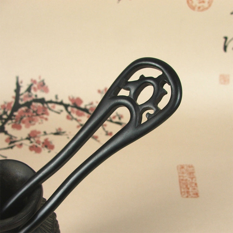 Classical sandalwood tassel hairpin-U-shaped Carving + Gift Box, Gift Box Colors Are Random, U-shaped Carving Black, U-shaped Carving Green, U-shaped Carving Red