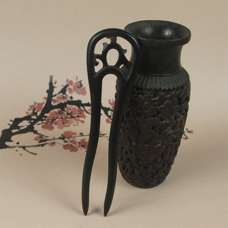 Classical sandalwood tassel hairpin-U-shaped Carving + Gift Box, Gift Box Colors Are Random, U-shaped Carving Black, U-shaped Carving Green, U-shaped Carving Red