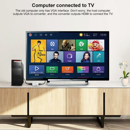 HOWEI HW-2107 HD 1080P Mini VGA para HDMI Scaler Box Conversor Digital de Áudio e Vídeo