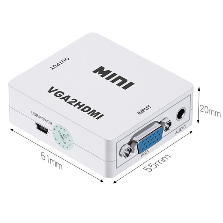HOWEI HW-2107 HD 1080P Mini VGA para HDMI Scaler Box Conversor Digital de Áudio e Vídeo