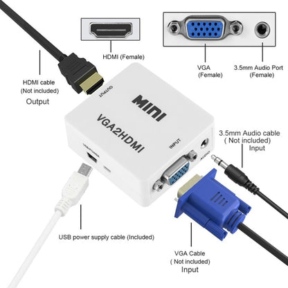 HOWEI HW-2107 HD 1080P Mini VGA para HDMI Scaler Box Conversor Digital de Áudio e Vídeo