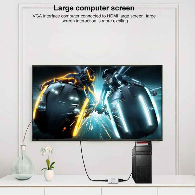 HOWEI HW-2107 HD 1080P Mini VGA para HDMI Scaler Box Conversor Digital de Áudio e Vídeo