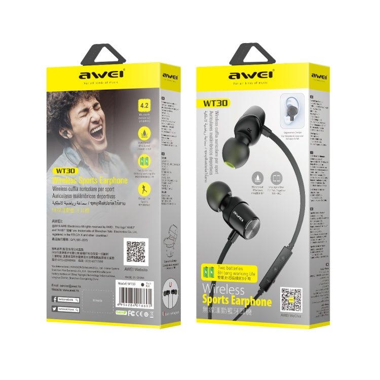 awei WT30 Waterproof Wireless Sports Bluetooth Headset