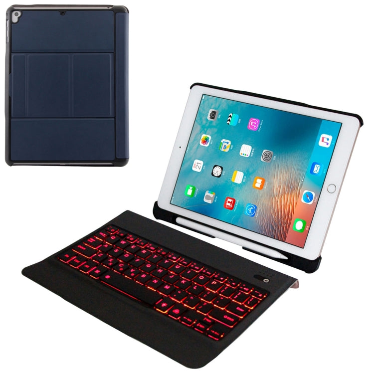 Funda T-201D con teclado ultrafino Bluetooth 3.0 desmontable y textura de piel de cordero para iPad Air, Air 2 y iPad Pro de 9,7 pulgadas, compatible con múltiples ángulos y retroiluminación.
