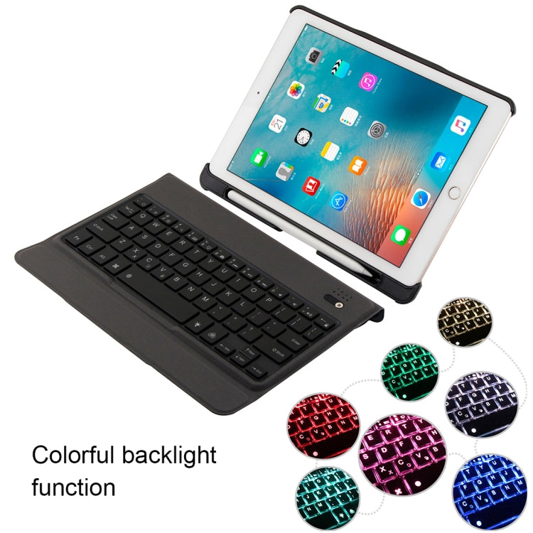 Funda T-201D con teclado ultrafino Bluetooth 3.0 desmontable y textura de piel de cordero para iPad Air, Air 2 y iPad Pro de 9,7 pulgadas, compatible con múltiples ángulos y retroiluminación.