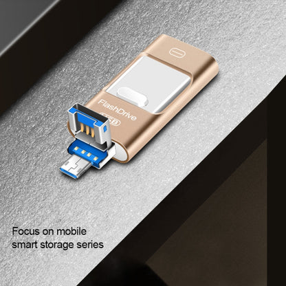 Pen drive de metal de 128 GB com ligações USB 3.0, 8 pinos e micro USB, compatível com Android, iPhone e computadores.