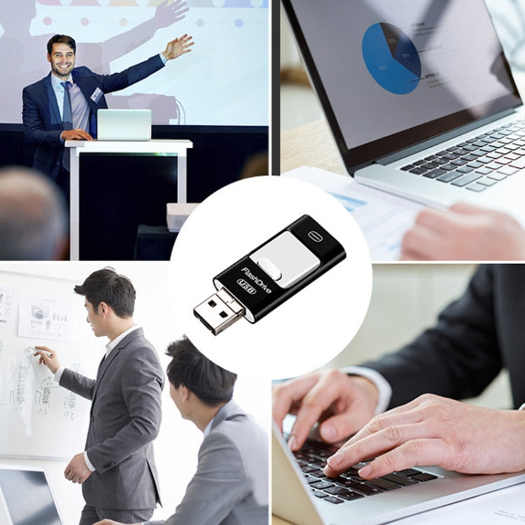 Pen drive de metal de 128 GB com ligações USB 3.0, 8 pinos e micro USB, compatível com Android, iPhone e computadores.