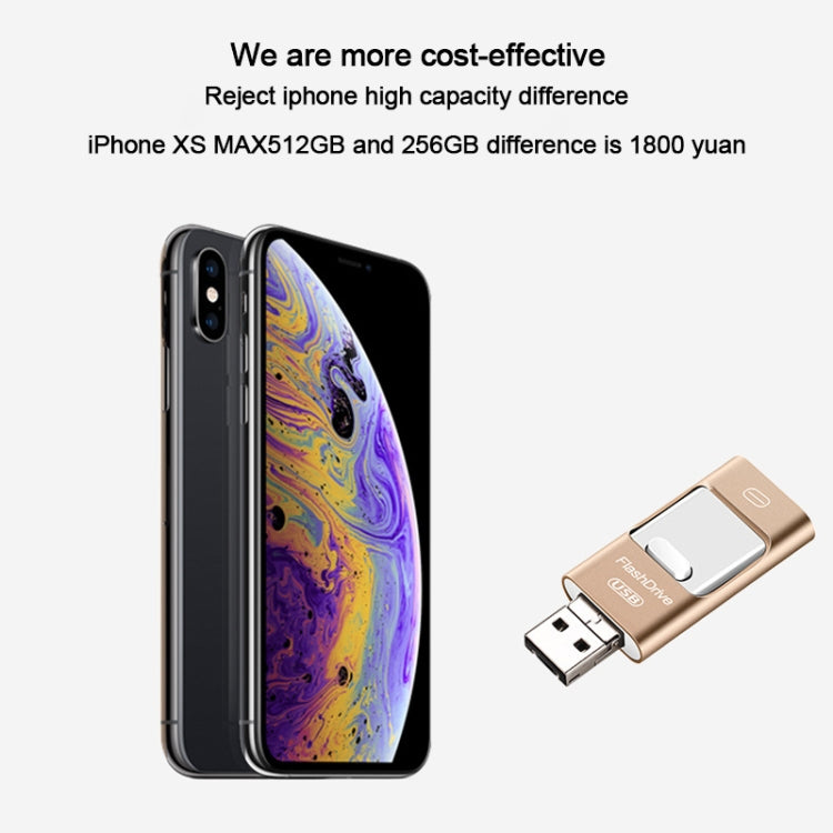 Pen drive de metal de 128 GB com ligações USB 3.0, 8 pinos e micro USB, compatível com Android, iPhone e computadores.